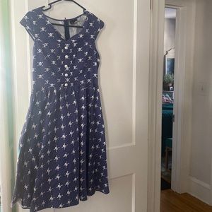Navy Skull Print Midi Dress